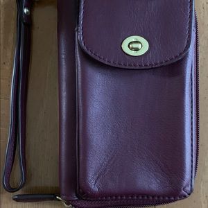 COACH Leather Zip Wallet Cell Phone Wristlet